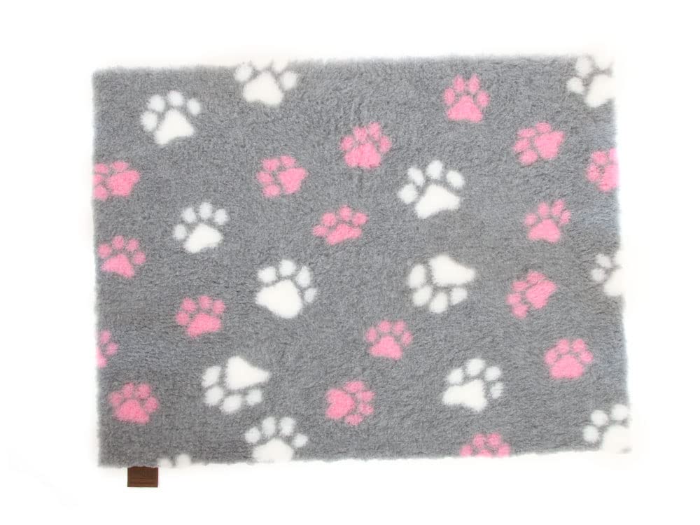 Vetbed Isobed SL grau rosa Pfoten 150 x 100cm