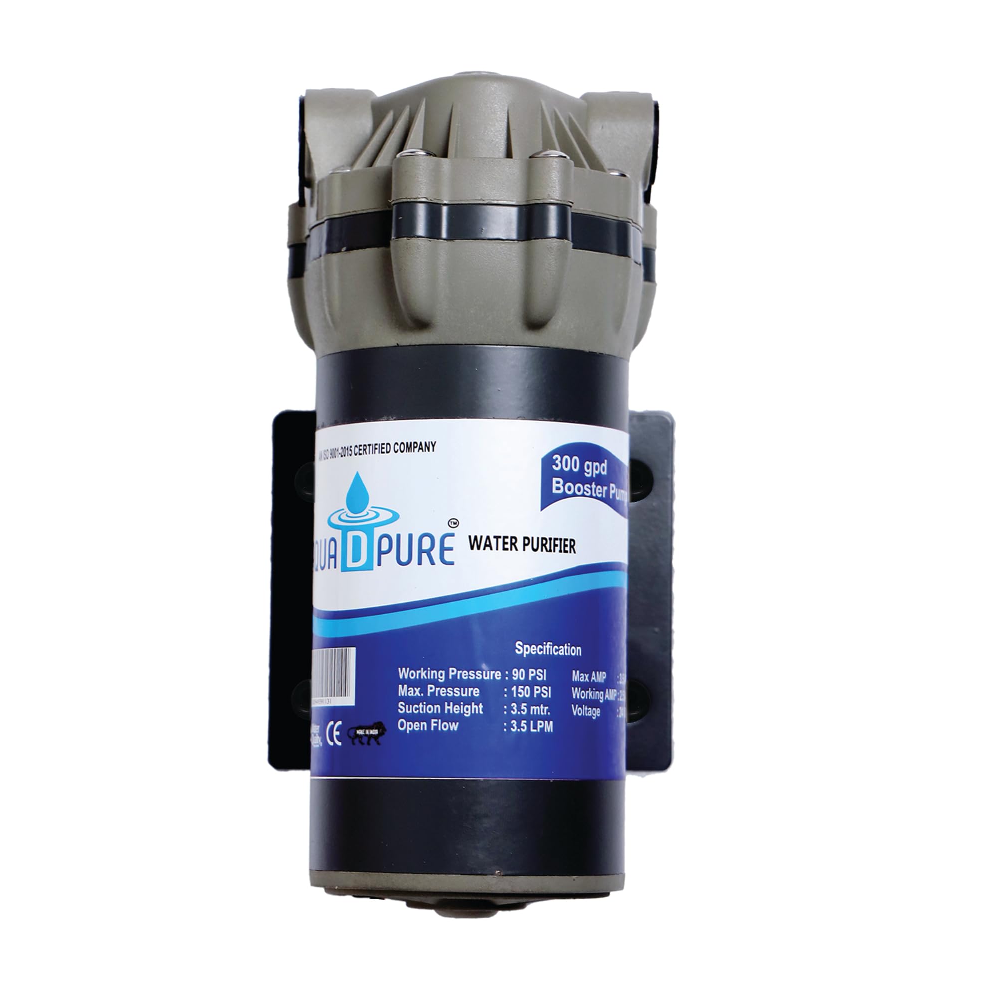 AQUA D PURE RO Booster Pump for Water Purifier | 300 GPD High Pressure Motor | 90PSI Working Pressure |3.5 LPM Flow | Compatible with All RO Systems-image-43