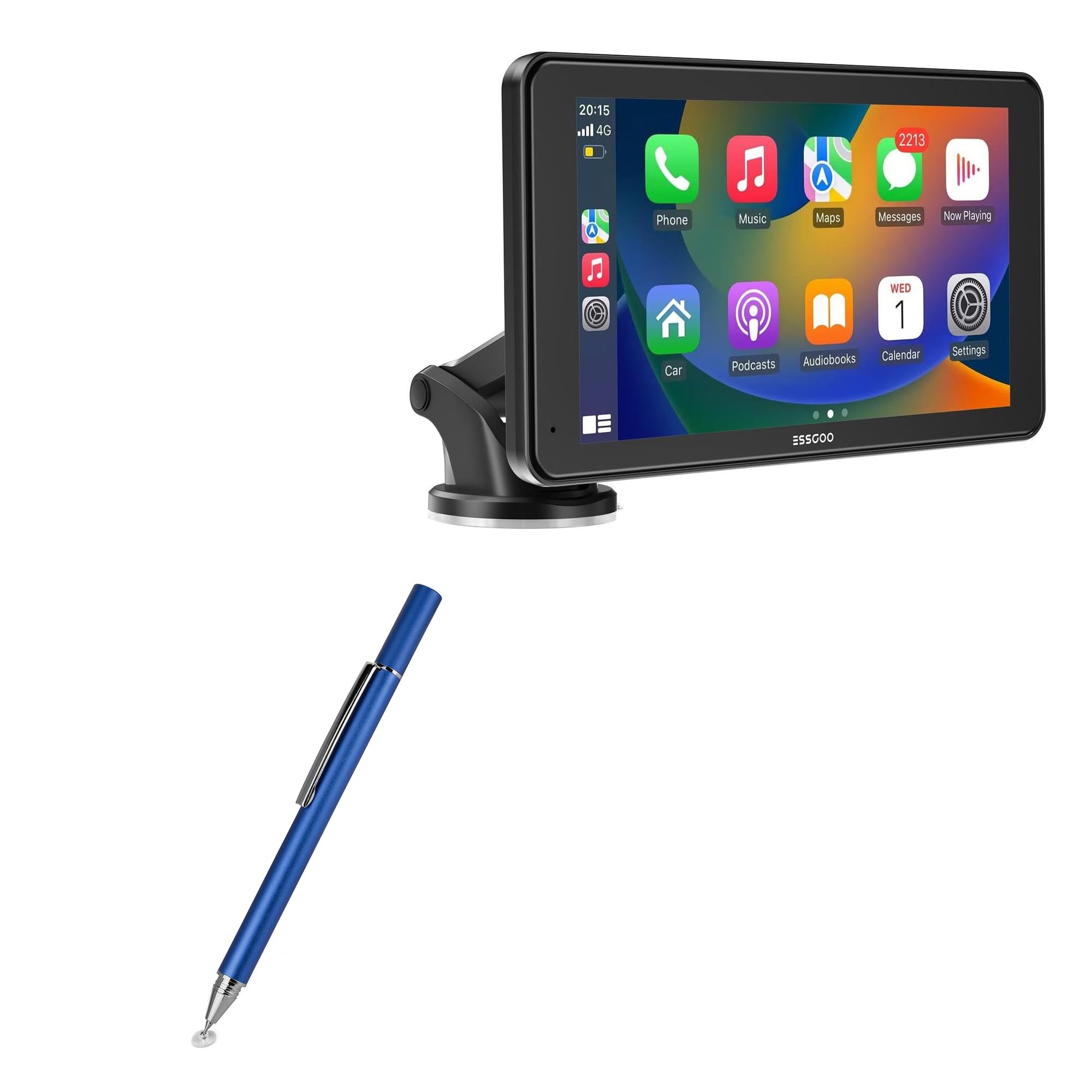 BoxWave Stylus Pen Compatible with ESSGOO Apple Carplay & Android Auto (10.26 in) - FineTouch Capacitive Stylus, Super Precise Stylus Pen - Lunar Blue