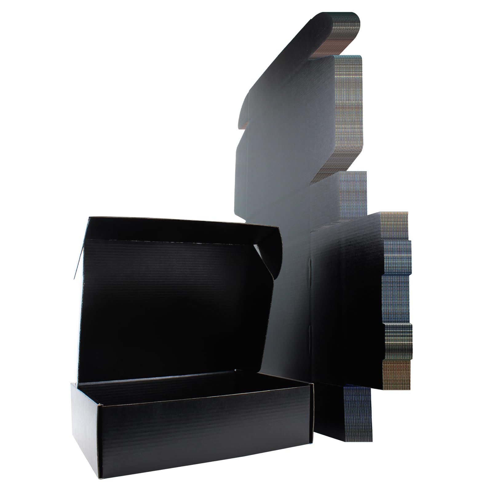 25 x 20 x 7 cm Caja postal plegable negra – cartón reciclable – negro por dentro y por fuera – para regalos, sets de joyería, chocolates y manualidades – pack de 25
