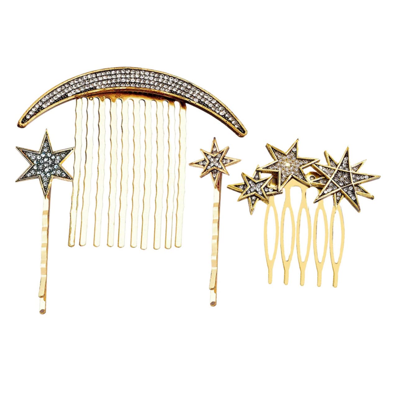 Healeved 4juegos Accesorios De Pelo Vintage Estrellas y Luna Juego Peines y Para Peinados Elegantes Bodas y