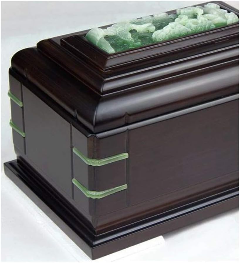 Casket Coffin Cremation Urns for Human Ashes Adult,Hard Wood Large Size Memorial Funeral,Hand Carved Pattern