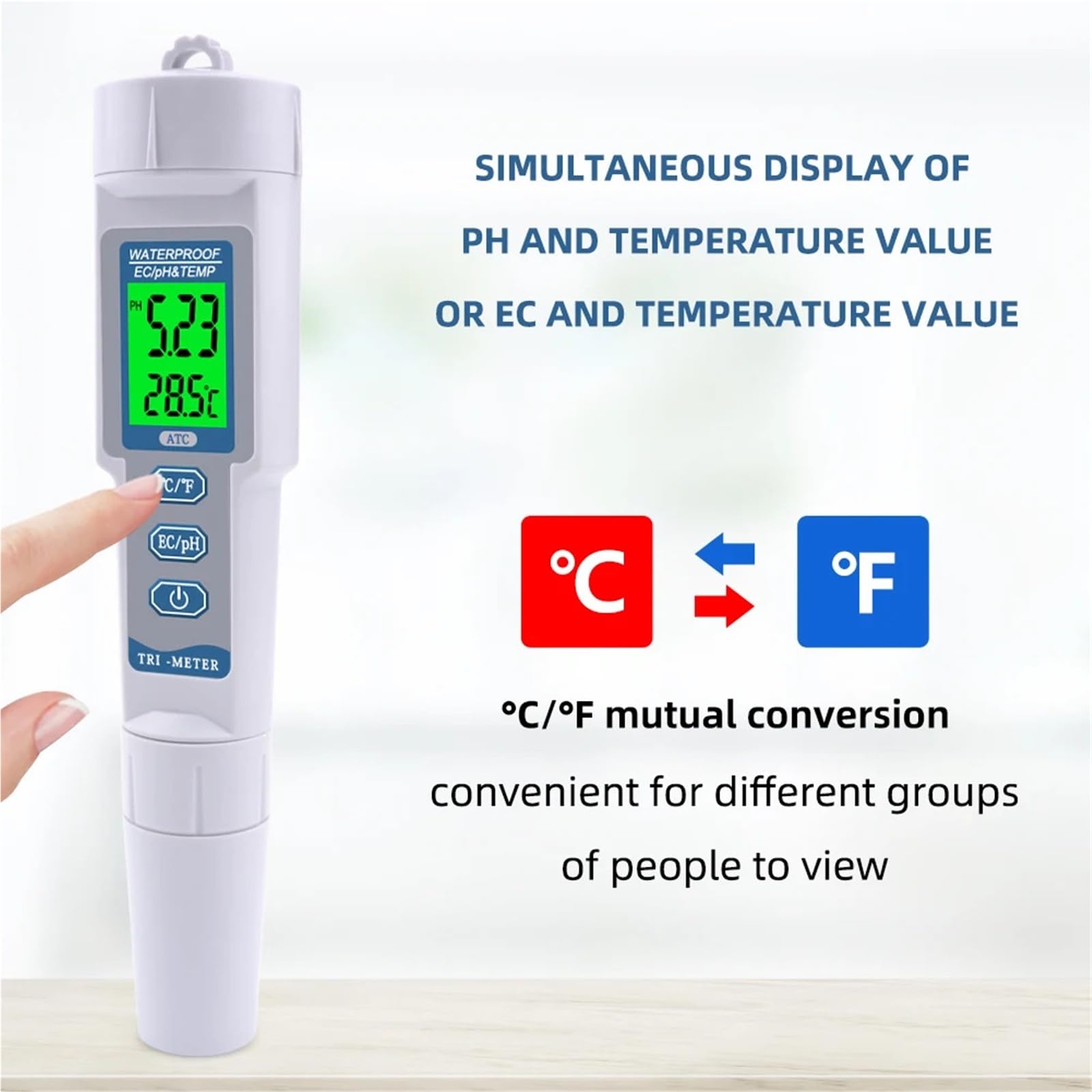 Testeur de qualité l'eau 3 en 1 multi-paramètres PH-983, stylo type PH EC TEMP, acidomètre, analyseur potable, Moniteur technique