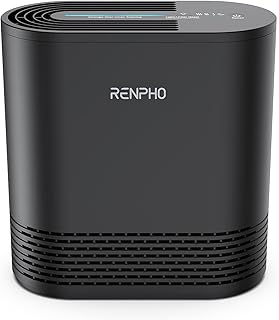 RENPHO Air Purifiers for Bedroom, HEPA Filter Air Purifiers with 22dB Quiet 4 Speed Control for Allergies, Pets, Smoke, Dust, Pollen, Small Air Cleaner for Home Office Living Room Kitchen, Black