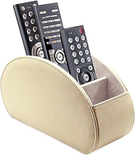 Organizador de control remoto de piel con 5 compartimentos espaciosos