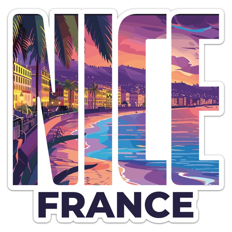 France Nice City Sticker - Waterproof Vinyl Decal for Car Bumper, Laptop, Water Bottle, Wall, and Window, Size - 3'' Longer Side