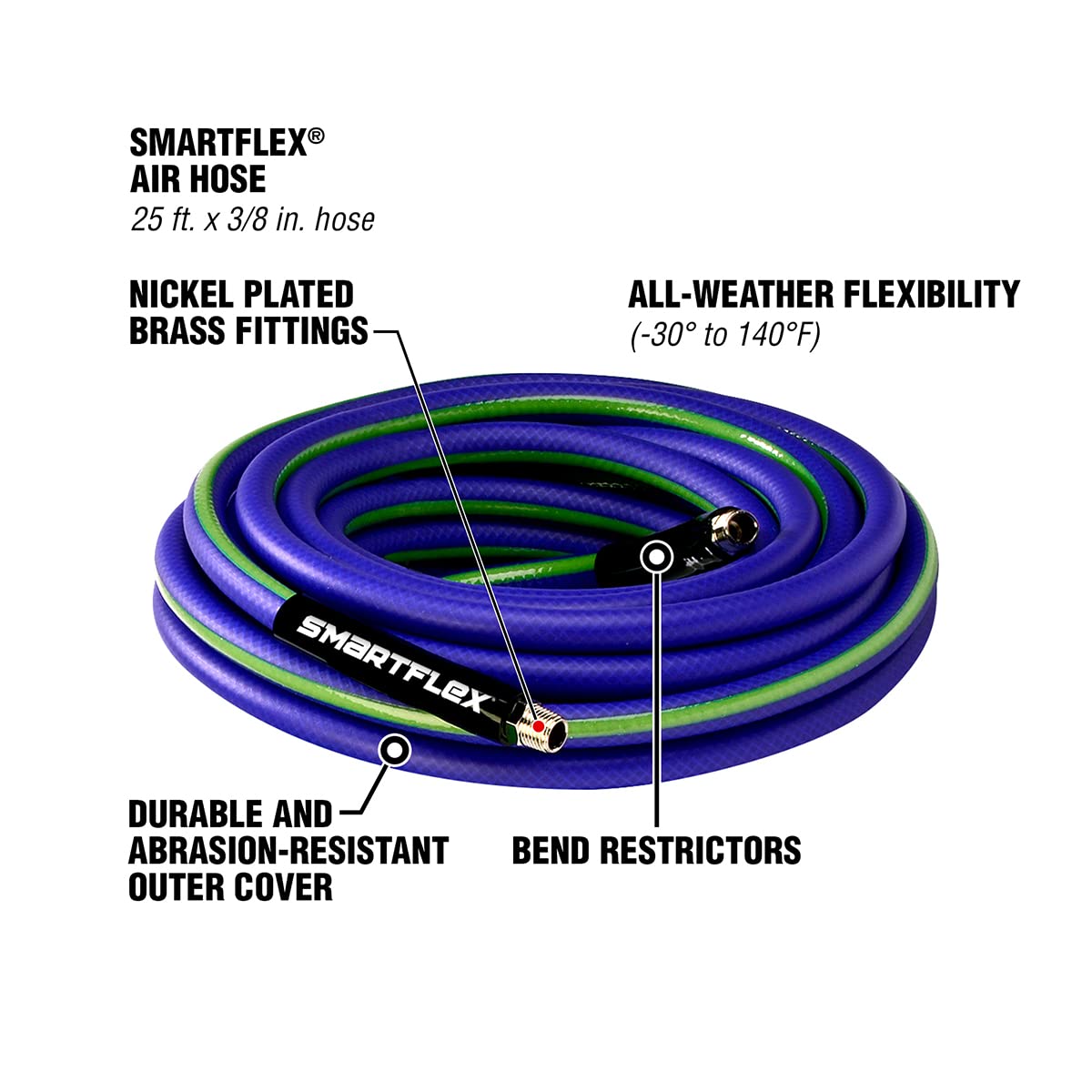 Legado hsf1450bl2 SmartFlex 1/4 "x 50 'manguera de aire híbrido
