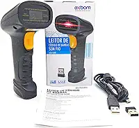 Leitor de Código de Barras Sem Fio Wireless 2.4Ghz com Bateria 1200mAh de Longa Duração Proteção IP54 Resistente à Poeira e Água LCB-S600 Preto