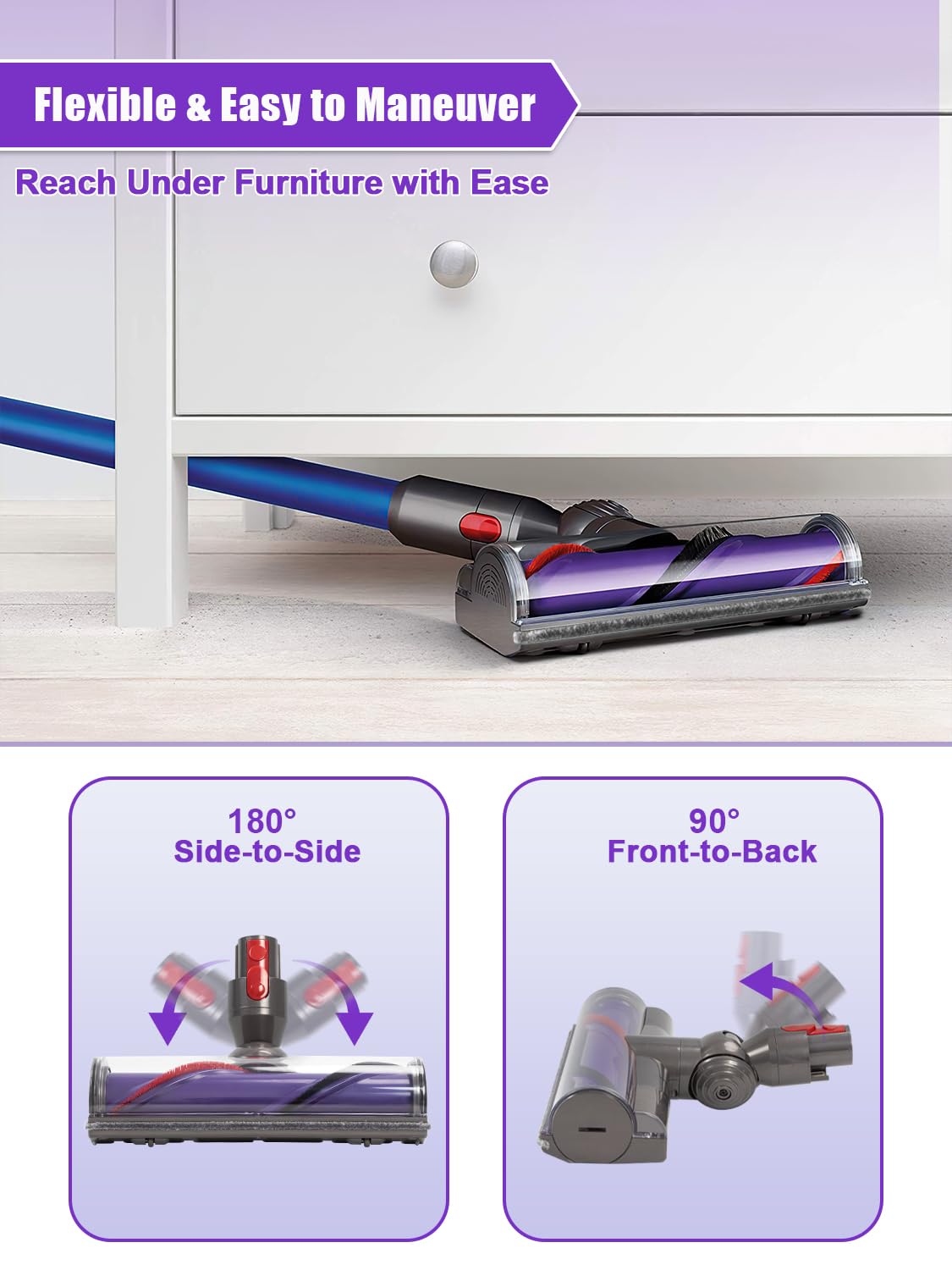 Cepillo Eléctrico Compatible con Dyson V7 V8 V10 V11 V15 Aspiradoras, Repuestos Dyson Accesorios, Cabezal de Recambio Cepillo para Suelos para Alfombras y Suelos Duros