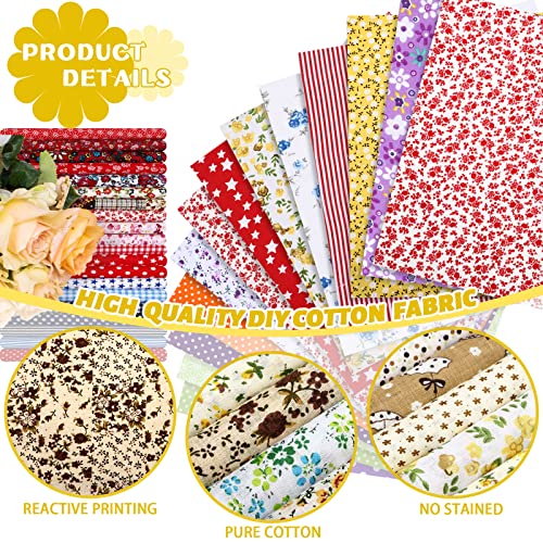 Moukeren DY-MOUKEREN-1332 500 Pcs 4 X 4 Inches Cotton Fabric Square Pre Cut Quilt Squares Fabric Bundles Patchwork Fabrics Floral Printed Square Patchwork Fabric Quilting Fabric thumb #2