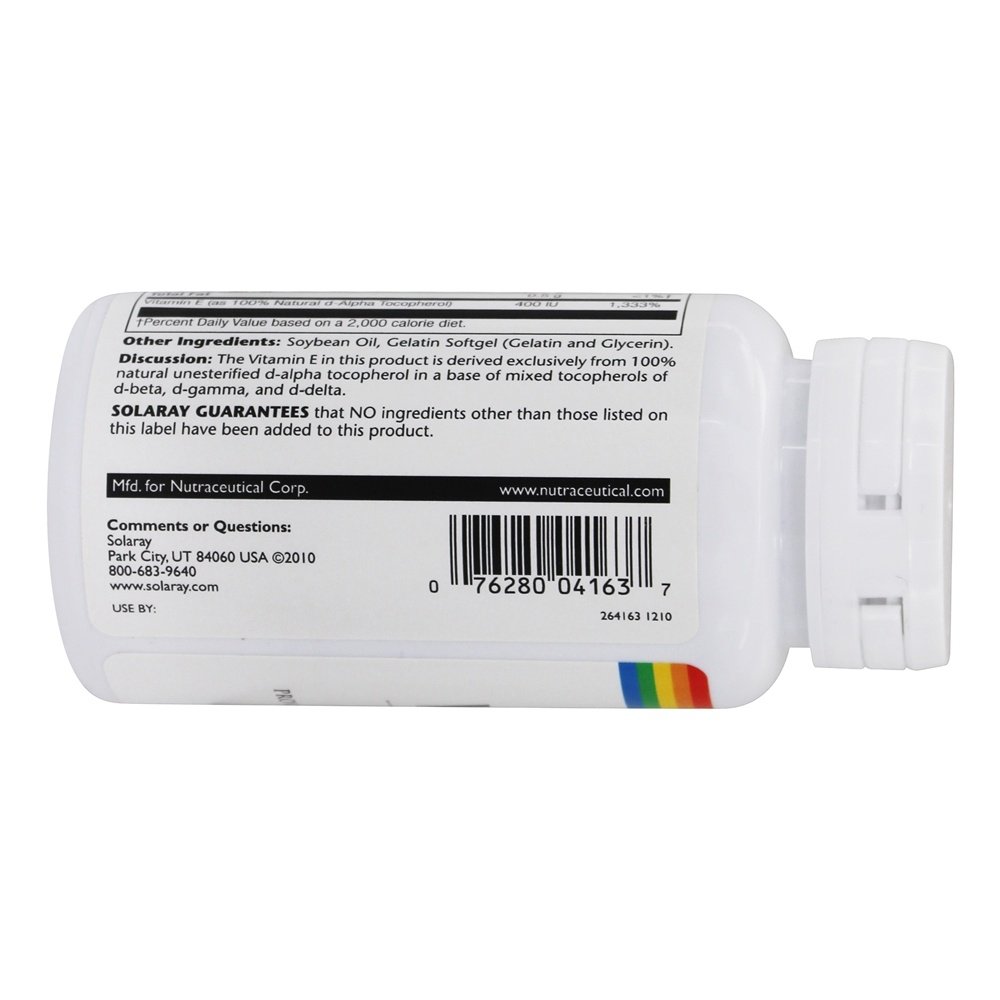 Solaray, E D-Alpha Tocopherol, 100 Count