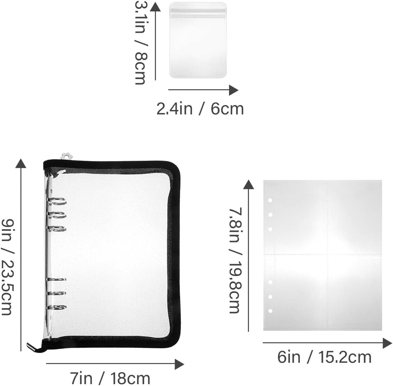 Jewelry Storage Book with Anti-tarnish Bags, A5 Zipper Binder with 80 Small Pouches, Jewelry Organizer for Necklaces Earrings Ear Studs Dustproof Travel Accessory