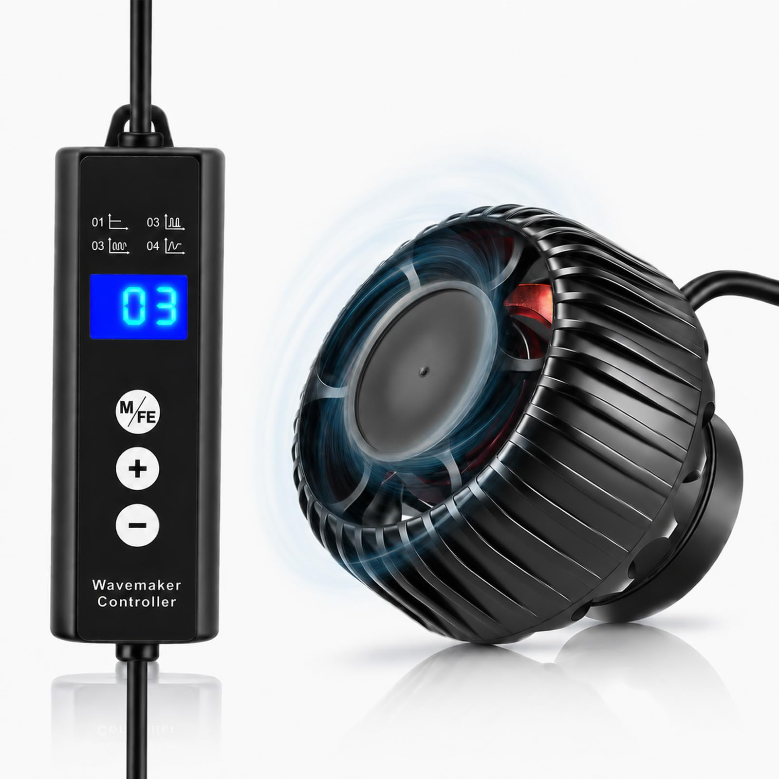 10W Aquarium Wave Maker 8000L/H with 4 Modes, Adjustable Flow, for 120-350L