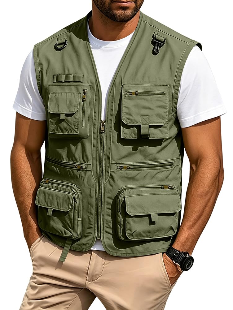 Gilet Smanicato Uomo Estivo Leggero Sportivo Multitasche da Lavoro Traspirante All'aperto Pesca Viaggio Giubbotto Senza Maniche Cronista Caccia Fotografi Safari