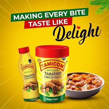 Tamicon Tamarind Concentrate | Sweet & Sour Tamarind Paste | Authentic South Indian Style Flavor | Perfect for Curries, Sauces, Dips & Soups | 14.11 Oz (400gm)