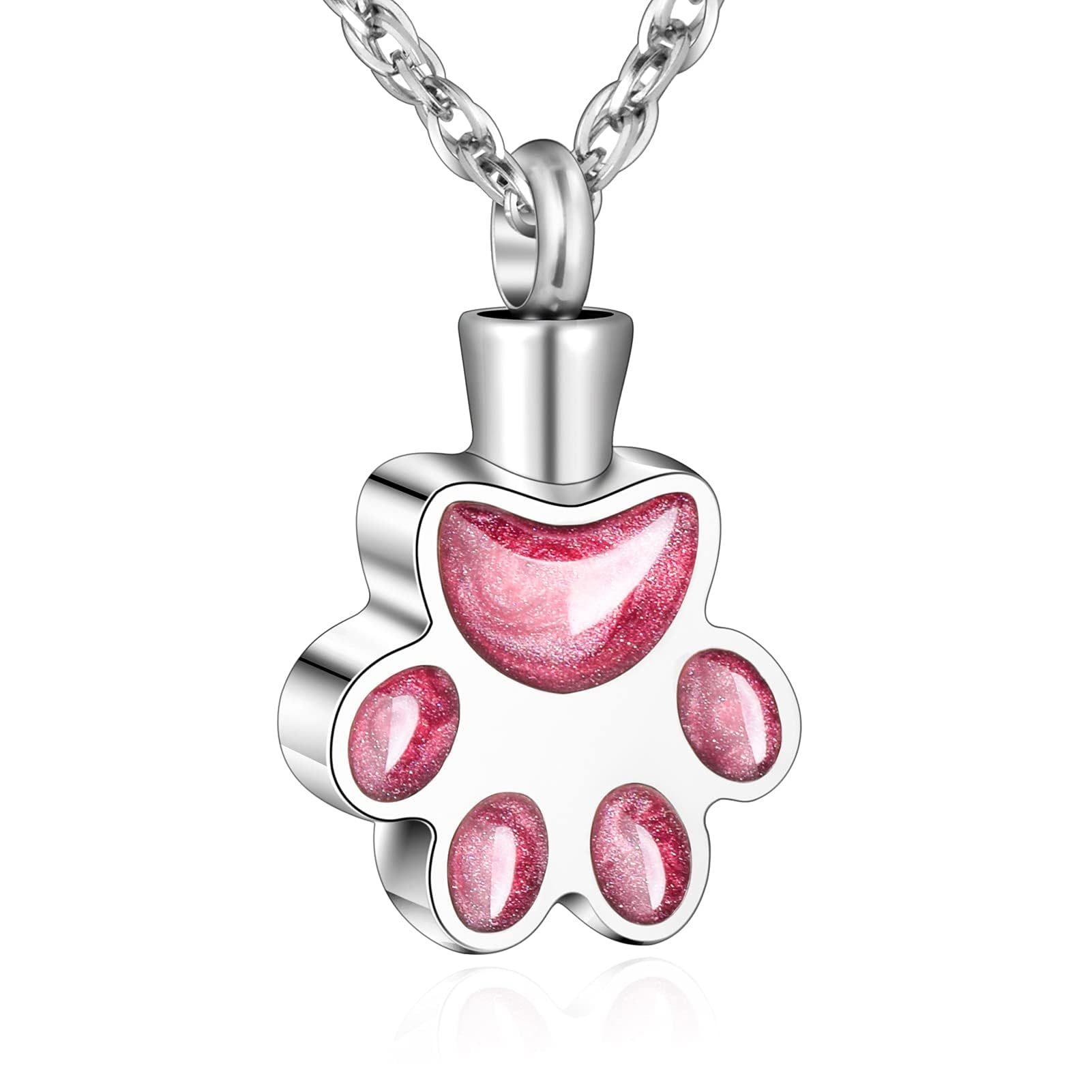 NALACALNALACAL Paw Print Urn Necklace for Pet Ashes, Stainless Steel, Unisex Adult, Pet Owners, Memorial Enthusiasts, Cremation Necklace