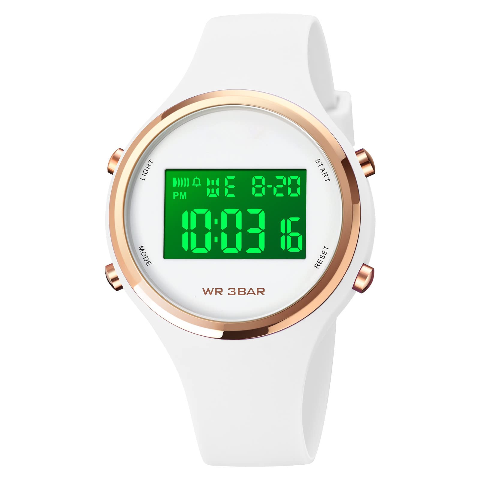 Forrader Relojes digitales para mujer, a la moda, para deportes al aire libre, impermeables, con correa de silicona, cronómetro, despertador, calendario, LED, multifunción, reloj de pulsera para mujer
