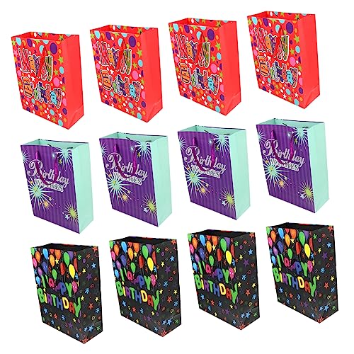 Pochettes d'anniversaire Healvian : lot de 12 sacs en papier réutilisables pour emballage cadeau