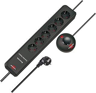 Brennenstuhl Eco-Line Comfort Switch regleta de enchufes con 6 Tomas de Corriente (Cable de 2 m, Interruptor de Mano/pie) Antracita