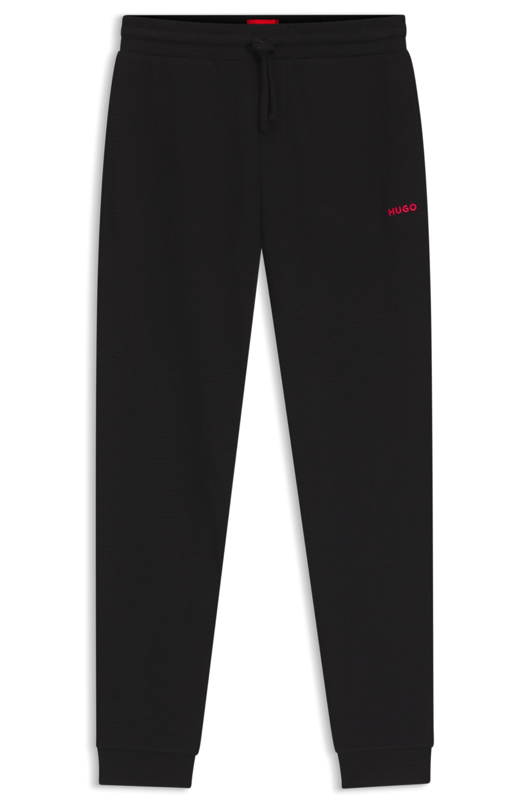 HUGO Mens Austin Pants Cotton-Blend Pyjama Bottoms with Embroidered Logo Black