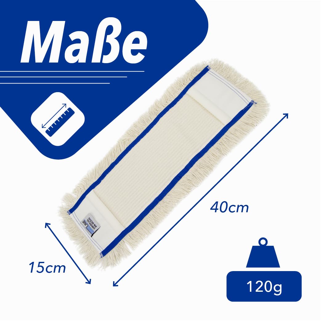 Baumwollmopp Wischbezug 40cm, weiß - Ersatzbezug für Bodenwischer - Wischmopp Bezug für alle gängigen Klapphalter - hohe Schmutzaufnahme - Trocken & Nass Reinigung (20x)