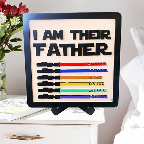 Miniatura 2 de Letreros de madera grabados con texto en inglés "I AM THEIR THEIR Father", para decoración de escritorio, para papá, papá, papá, abuelo, regalos