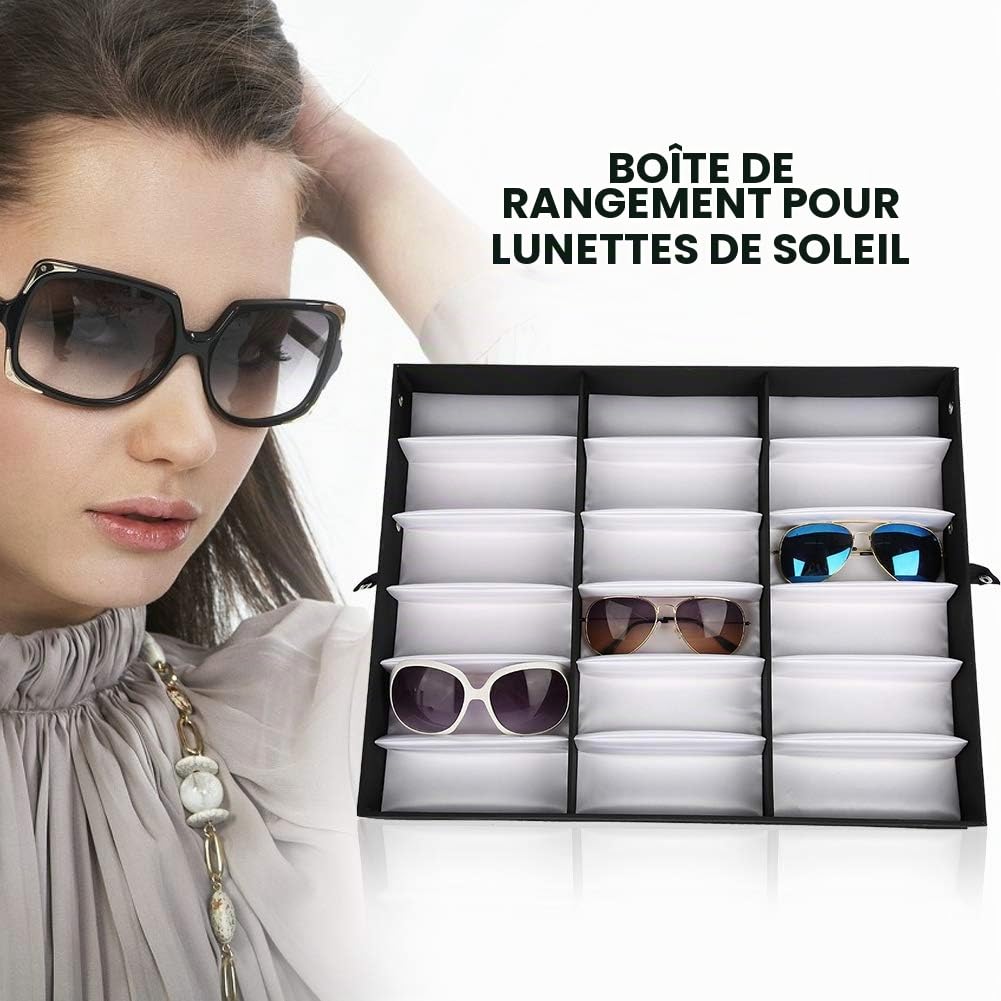 Etui à Lunettes Portable, Boîte de Rangement pour Lunettes de Soleil avec Couvercle Pliable, Boîte D'Affichage de 18 Verres, Convient à La Maison, Magasin D'Optique, Centre Commercial