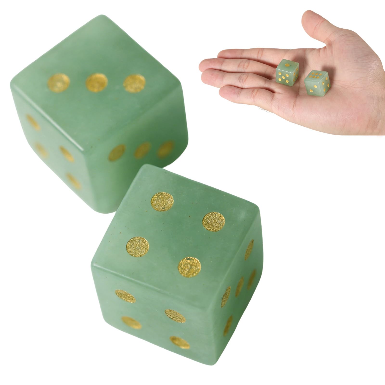 Gosknor 2pcs Crystal Mahjong Dice, 16mm Crystal D6 Dice (Light Green)