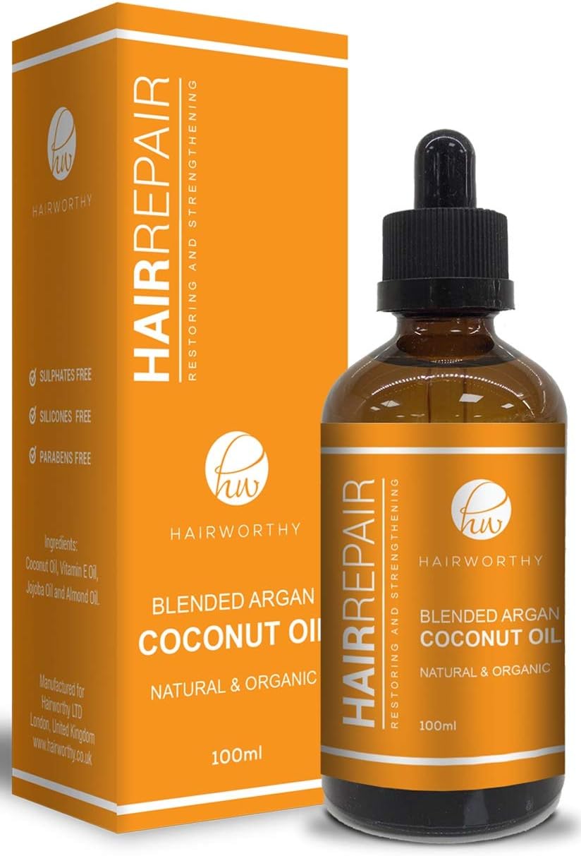 Hairworthy Hairrepair 舗 100 オーガニック天然アルガ ンココナッツ ホホバ オイルを損傷した髪のために 経験健康 ン 絹のような 光沢のある髪 E ビタミ アーモンド