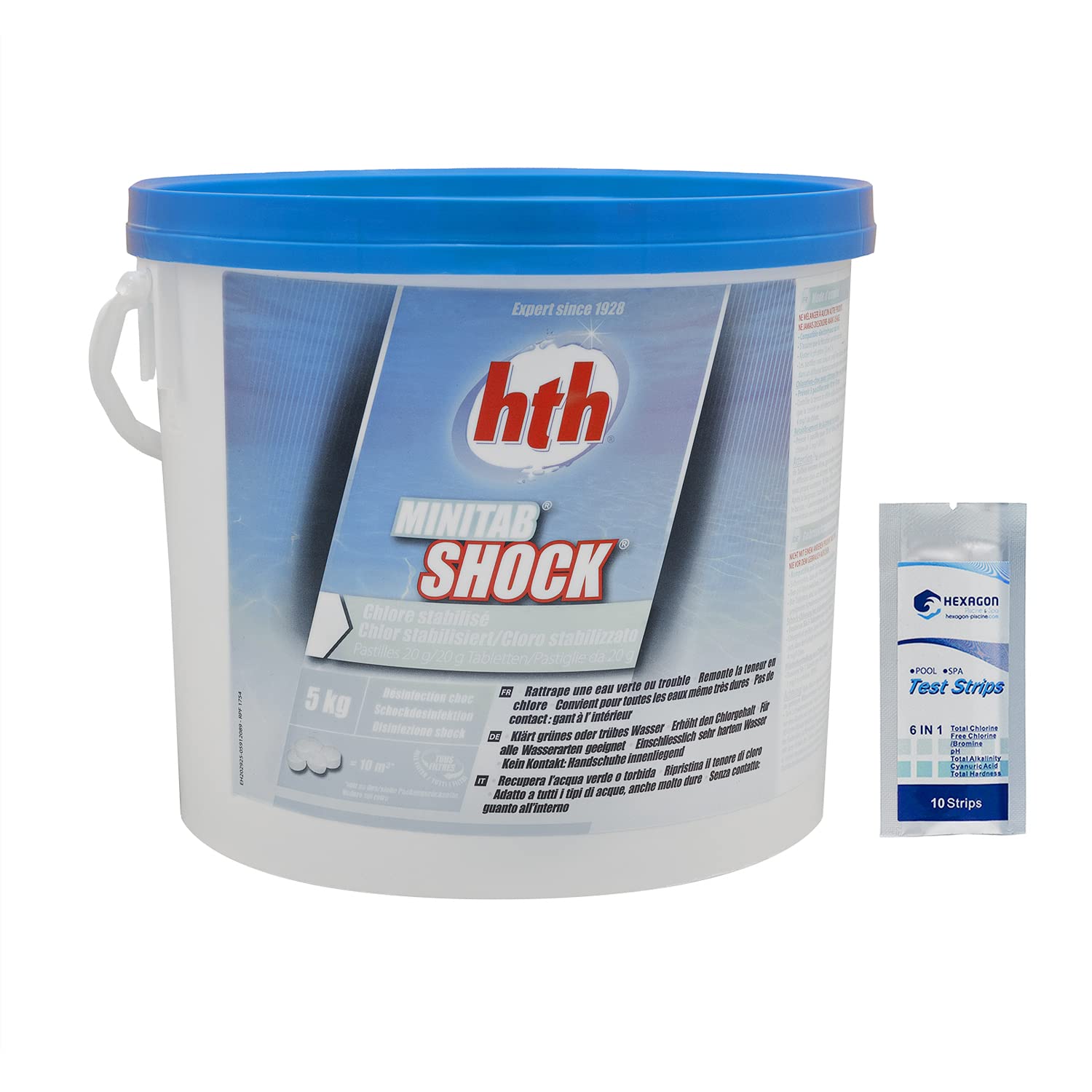 HTH MINITAB  pastilles de choc chloré désinfection rapide - Désinfection de choc - Dissolution rapide - 20g x 5kg - 10 t