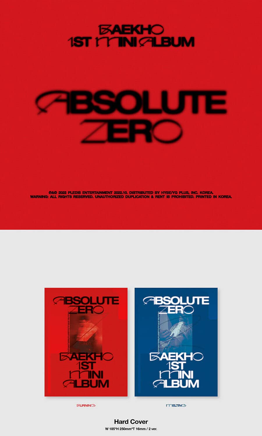 NU'EST BAEKHO ABSOLUTE ZERO 1. mini album (palenie + topienie - 2 wersje pełny zestaw) K-POP SEALED
