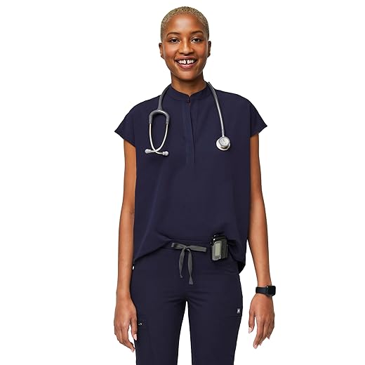 FIGS Rafaela Oversized Scrub Top for Women — Navy Blue, S