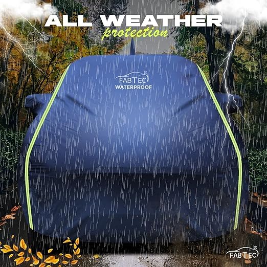 Image of FABTEC Premium Waterproof Car Body Cover for Hyundai Grand i10 with Mirror and Antenna Pocket All Weather Protection Car Cover Scratch Proof (Navy Blue)