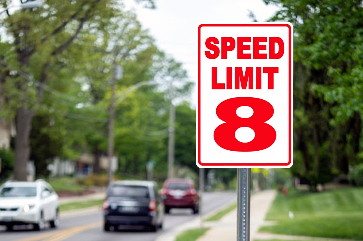 Speed Limit 8 MPH Sign, Slow Down Sign, Traffic Signs,12 x 8
