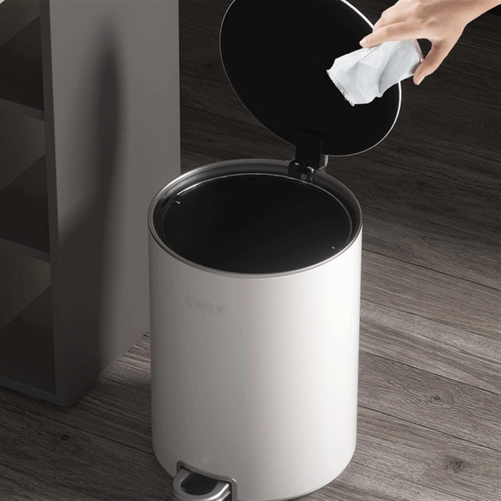 Papelera de baño Bote de Basura Grande Acero Inoxidable for el hogar, 8L/12L/15L, Cocina, baño, Dormitorio con Tapa, Bote(Blanco,15l)