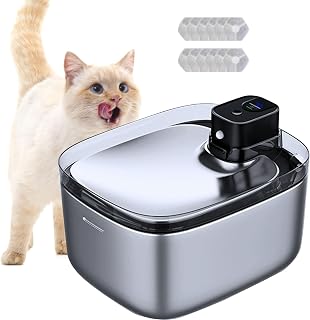Cordless Cat Water Fountain for Drinking, Stainless Steel Cat Water Fountain for Drinking, 4.5 Litre Dog Drinking Water Canister with Silent Pump and Filter