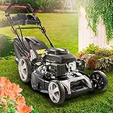 Viel Power: Sehr leistungsstarker 4 Takt OHV-Marken-Motor mit 224ccm Hubraum und kraftvoller 5,2kW (7PS) Leistung. Durch die sehr große Schnittbreite von 53cm sind dabei auch sehr große Rasenflächen im Handumdrehen gemäht