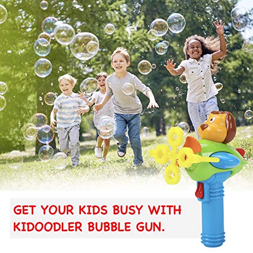 Bubble Gun Blower for Kids - Non-Toxic Bubble Blower with 2 Bubble Solutions - Mini Hand-Held Machine with 4 Wands for Blowing Bubbles - Bubble Toys for Parties, Camping, Outdoor Activities - Thumbnail 4