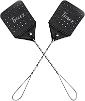 Vista 3 de Trieez Matamoscas de cuero resistente de 17.5 pulgadas, matamoscas resistente con mango de metal duradero, matamoscas rústico para moscas, abejas