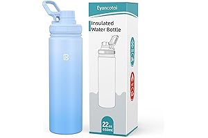 Insulated Steel Water Bottle with Leak Proof Lid and Handle for Hiking & Travel