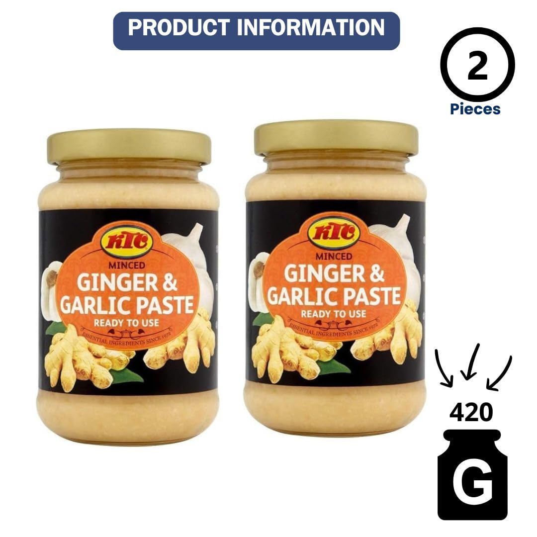 KTC Pasta de Jengibre y Ajo Pack de 2 x 210 g | Ginger & Garlic Paste | Cocina Asiática e Internacional | Ideal para Currys, Carnes y Salteados