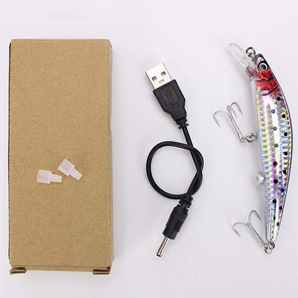AGadget Artificial Bait Rechargeable Minnow Long-Lip Diving Lure Electronic Shaking and Flashing Super Baits (12cm/19g)