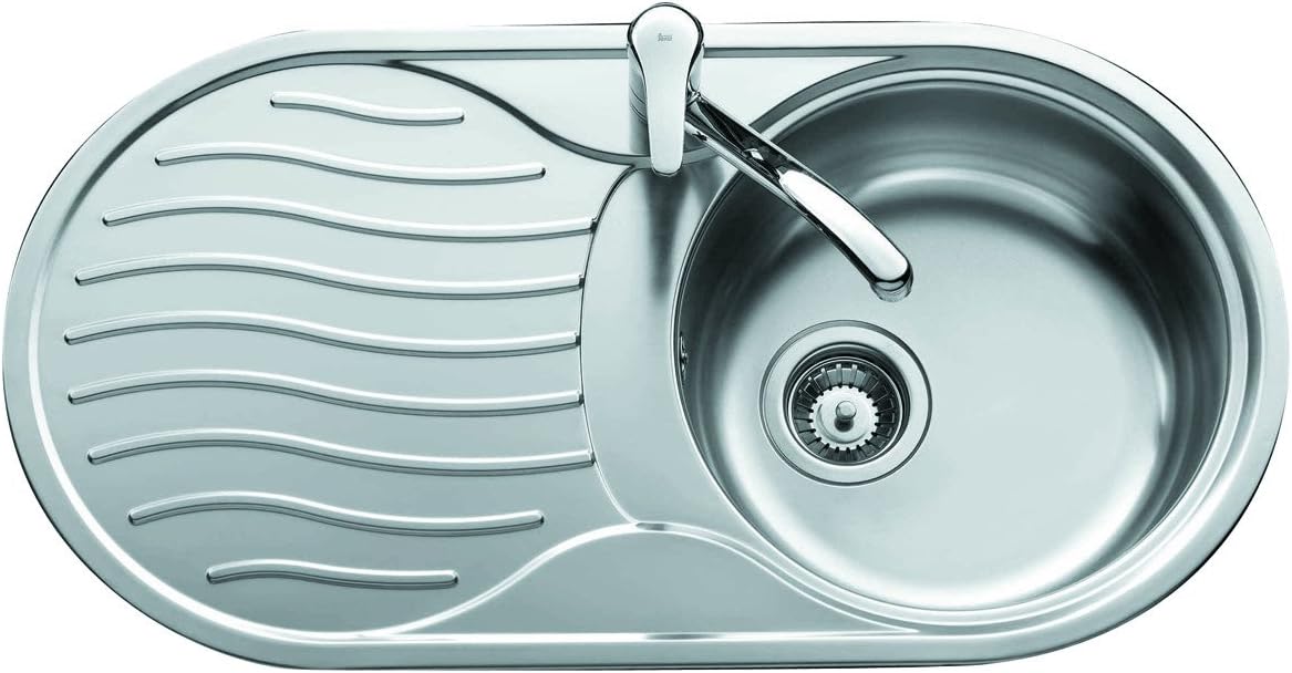 Teka DR-80 1C 1E – Circular Sink 45 cm, Left, with 1 Basin and Drainer, Practical Design, Ideal for Small Kitchens, Stainless Steel Colour
