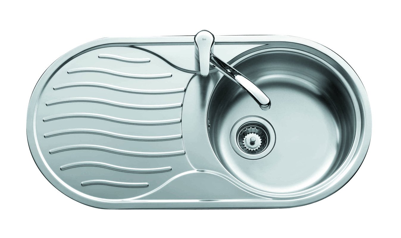Teka DR-80 1C 1E - Fregadero Circular de 45 cm, Derecha y Encastrado, con 1 Cubeta y Escurridor, Diseño Práctico, Ideal para Cocinas Pequeñas, Color Acero Inoxidable