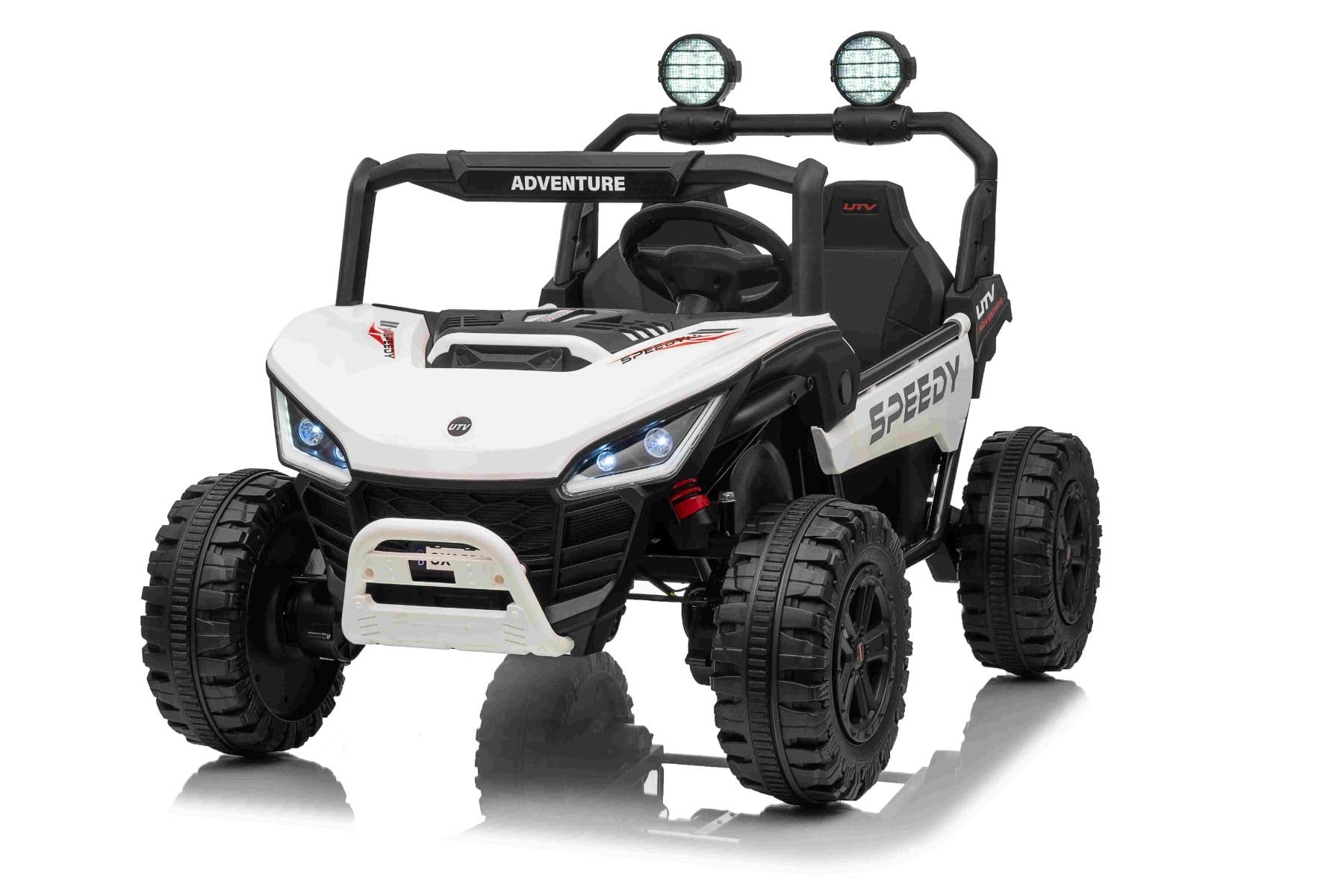 T-REX Ride 4x4 elektryczny samochód dla dzieci, 24 V, 24 V, biały, odtwarzacz MP3 z wejściem USB/AUX, 4 x 4, akumulator litowy, zawieszenie, pilot zdalnego sterowania, oświetlenie LED