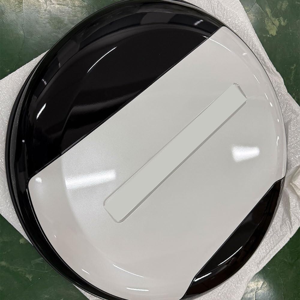 ABS-Hinterrad-Reserverad-Reifen-Rad-Schutz-Passform | For Land Rover Defender 90 110 130 2020-2023 2024(White+Glossy Black)