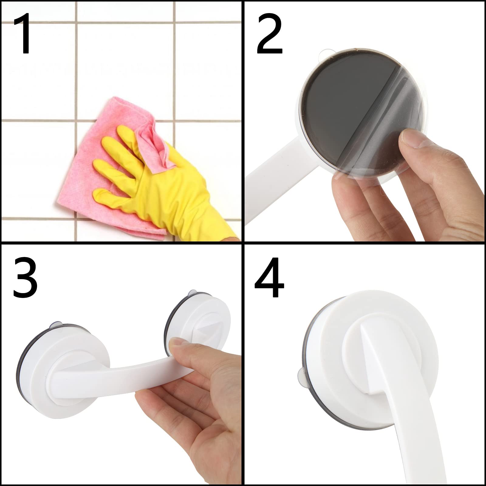 Piezas Barras de Agarre con Ventosa para Baño, Manijas de Agarre de Plástico de 19 cm para Ducha, Manijas de Agarre de Ducha Blancas Antideslizantes para Puerta de Ducha, Habitación, Ventana, Cajón