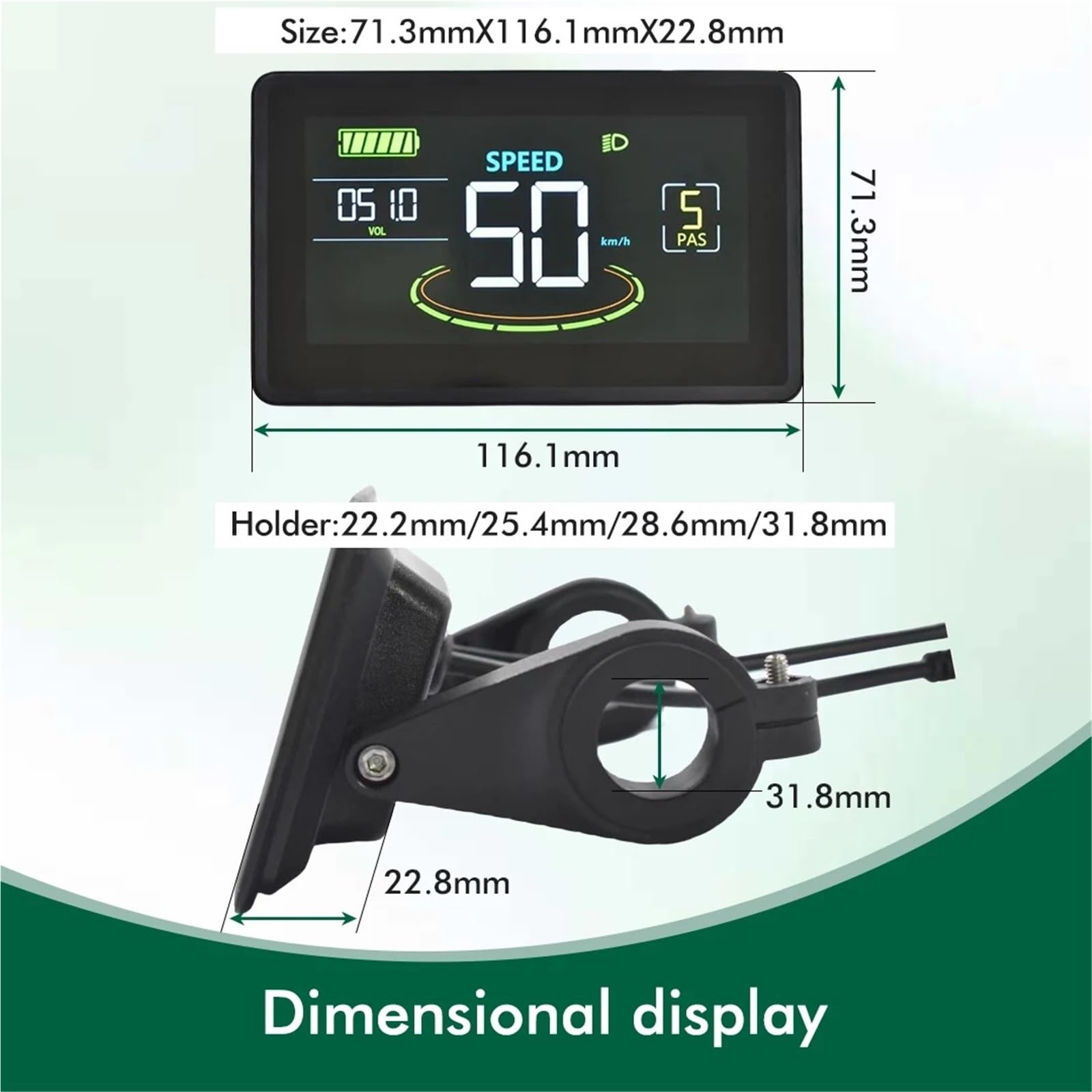 Pantalla para Ebike, Pantalla De Medidor con LCD para Ebike, Control Velocidad, Kit Conversión