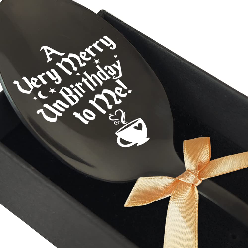 THRXOBN A Very Merry Unbirthday to You Funny Engraved Coffee Spoon, Christmas Gifts for Friends, Woman, Coffee Lover, Teens, Boy, Girl, Ice Cream Lover-BSW2