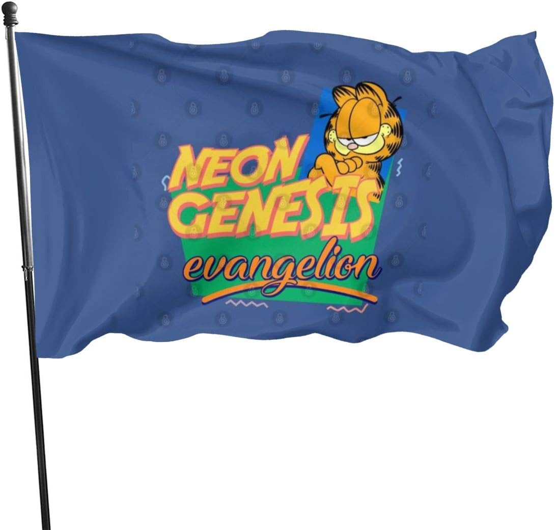 N/ Neon Genesis Evangelion Garfield Memes Flag Polyester,3 * 5in Banner Flags